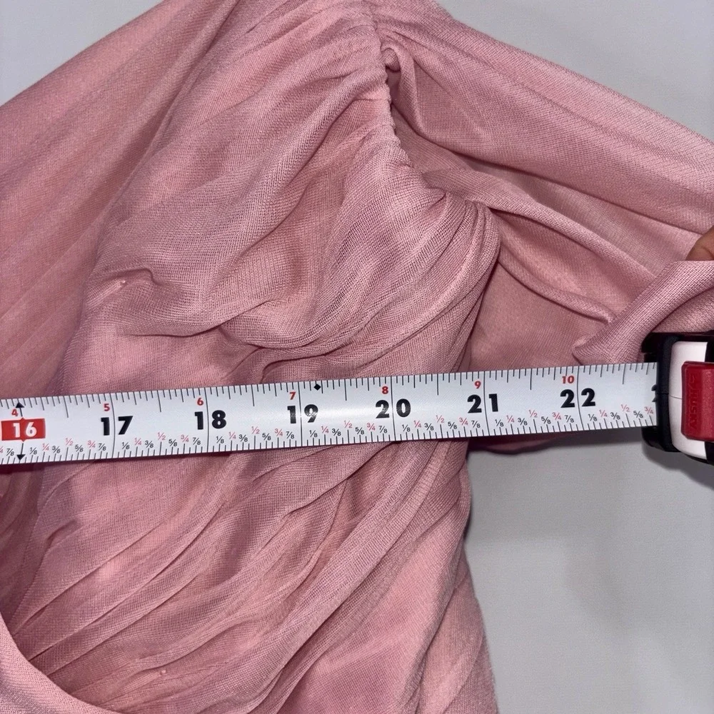 Alfred Sung Chiffon Bridesmaid Maxi Dress Off Shoulder Pink Size 24 D743 - Picture 5 of 10